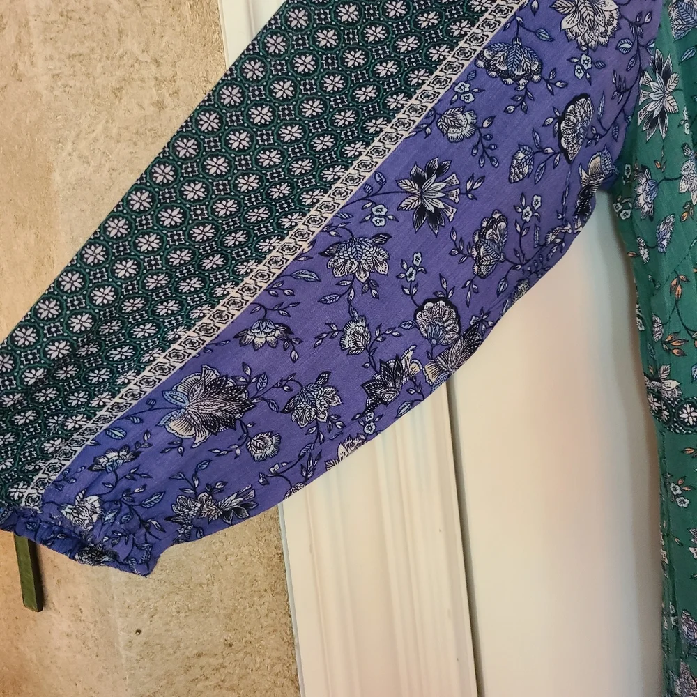 J. Jill Boho Mixed Print Long Sleeve Peasant Dress with Pockets Small - Picture 6 of 11